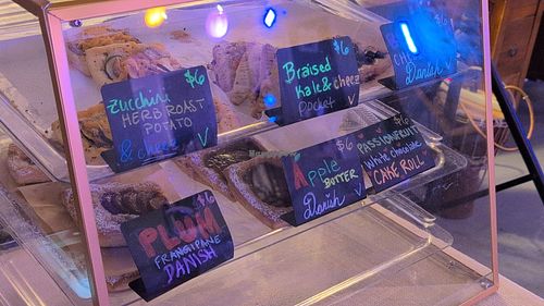 Vegan options marked with a V at Intentional Baker in Jacksonville