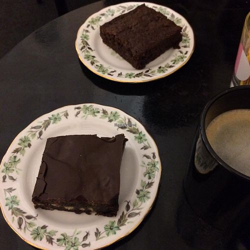heavenly slices of brownie and tiffin at Somethin's Brewin' Tea Room in Gateshead