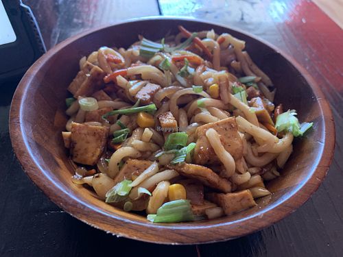 Bbq tofu udon  at Luna Cat Cafe in Syracuse