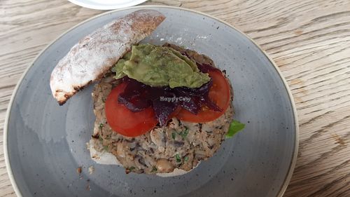 Mushroom and bean burger at Monck's Green in Phibsborough