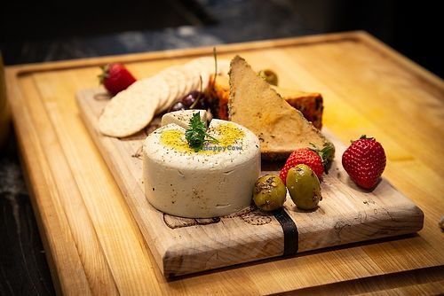 Cheese block from 'Vegan Cheese & Milks' class at Roni's Kitchen in Calgary