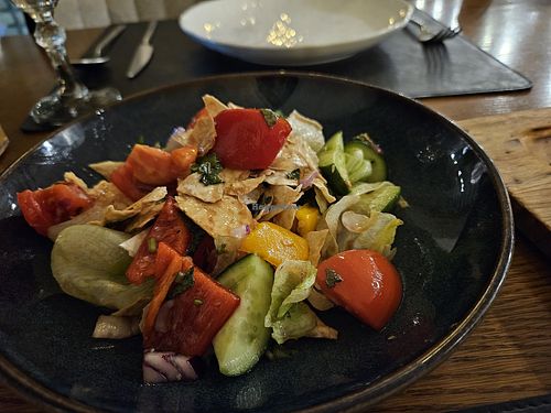 Fatoush salad at Emirhan Restaurant in Samarkand