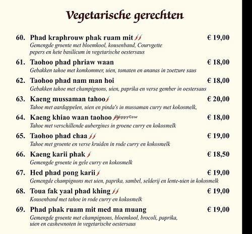 Vegetarische opties   at Thai Restaurant Rung in Arnhem