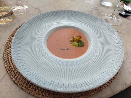 Gazpacho at De Tokio a Lima Valldemossa Restaurante in Valldemossa