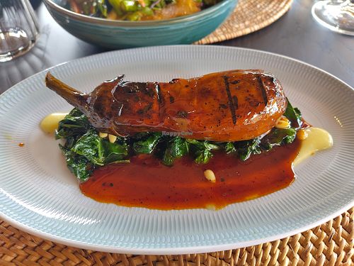 Miso glazed Eggplant on Kale at De Tokio a Lima Valldemossa Restaurante in Valldemossa