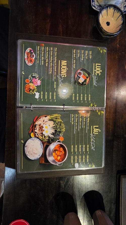 Menu at Chay TU Dao in Da Nang