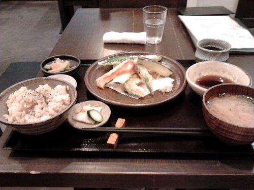 lunch. veggie tempura, my personal favorite so far! at Lindou in Osaka