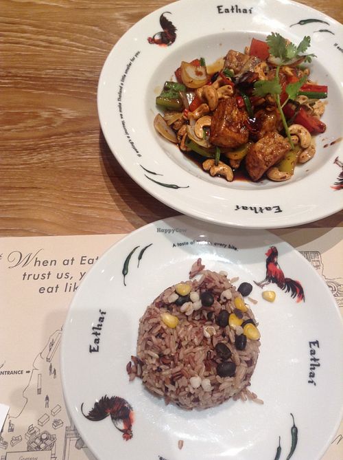 brown rice and fried vegetable with cashew nuts at Khun Churn - Eathai in Bangkok