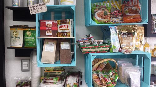 Main wall of goodies! at Vegattos in Mexico City