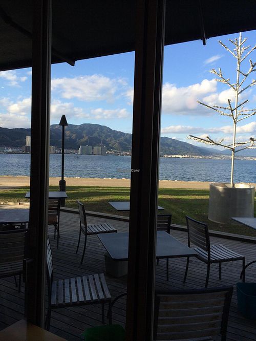 Nagisa WARMS cafe facing beautiful Lake Biwa. at Nagisa Warms in Otsu