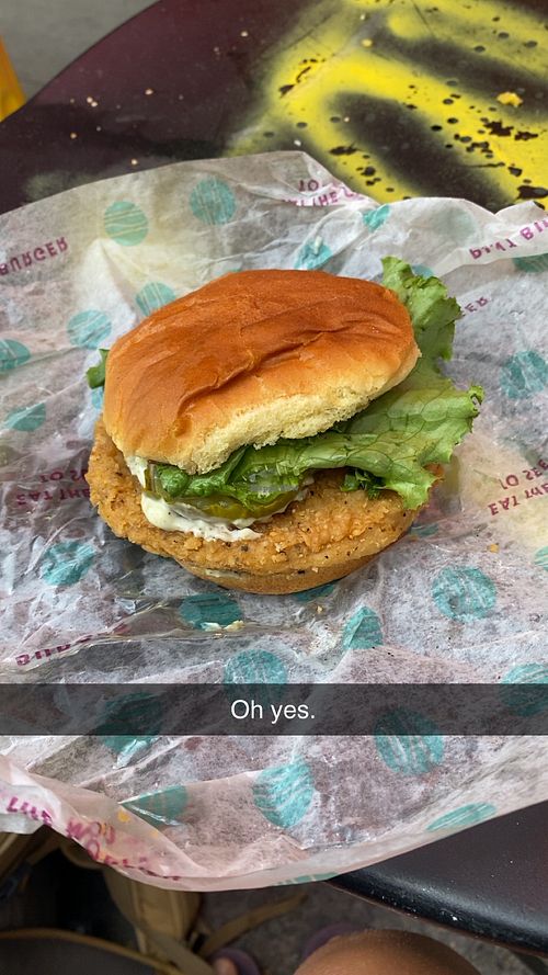 Crispy chik’n sandwich   at PLNT Burger in New York