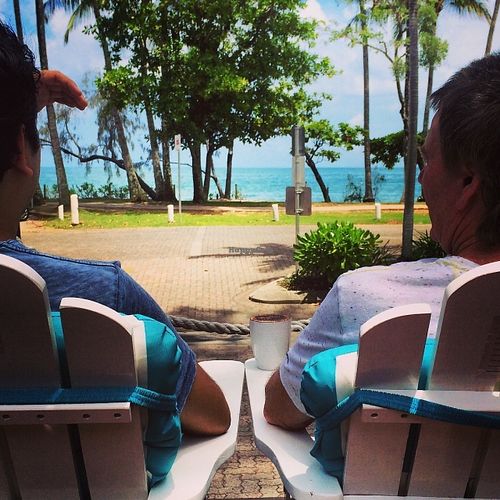 The peaceful view from the balcony at Scoops Gelatiland in Palm Cove