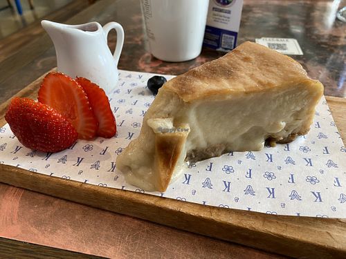 Their plant based (but not raw) “cheesecake”   at Flax & Kale - Placa Castella in Barcelona