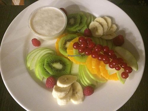 Fruit platter as dessert. at Green Pumpkin in Riga