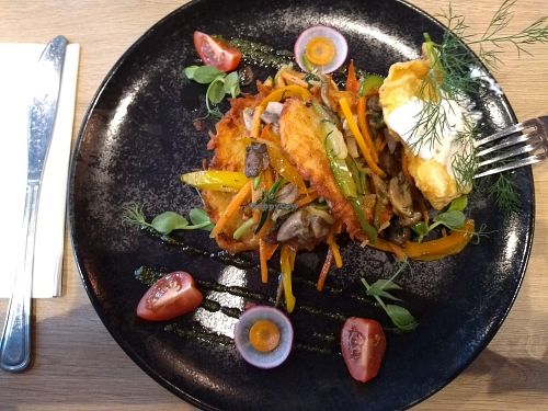 The rosti with tofu and creme at Green Pumpkin in Riga