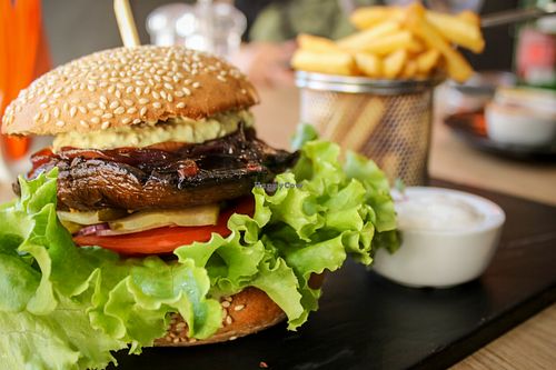 portobello burger at Green Pumpkin in Riga