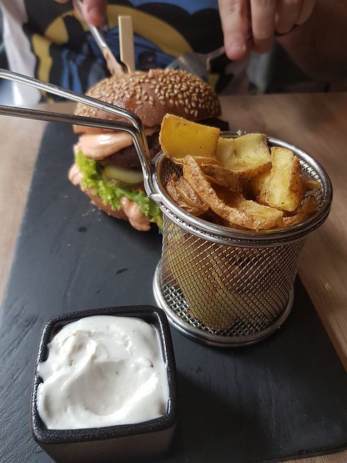 Burger 'n fries at Green Pumpkin in Riga