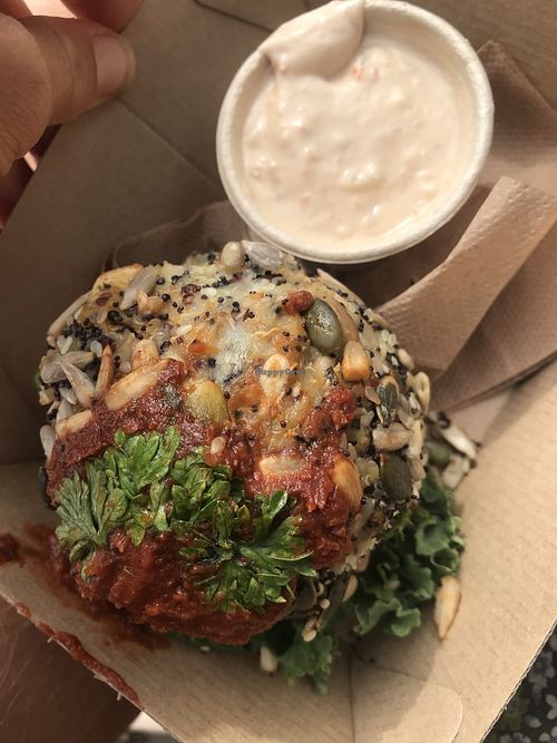 buddha ball with satay sauce at The Shroom Room in Christchurch