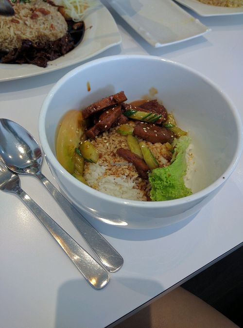 Vegetarian Sweet & Sour Pork Ribs Rice - RM10.90
Just the average mock meat with meh sauce. Portion is small, esp for the price. Was not satisfying. at The Garden Restaurant - Krystal Point in Penang