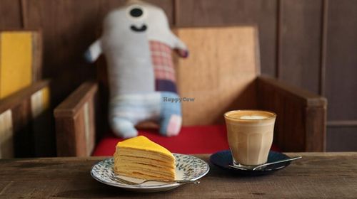 enjoy their promotion, 
buy any two coffee to get 1 mille crepes cake for free.
environment is good. at Einstein Cafe in Kuala Lumpur