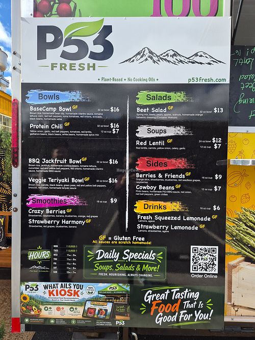 Menu at P53 Food Cart in Bend