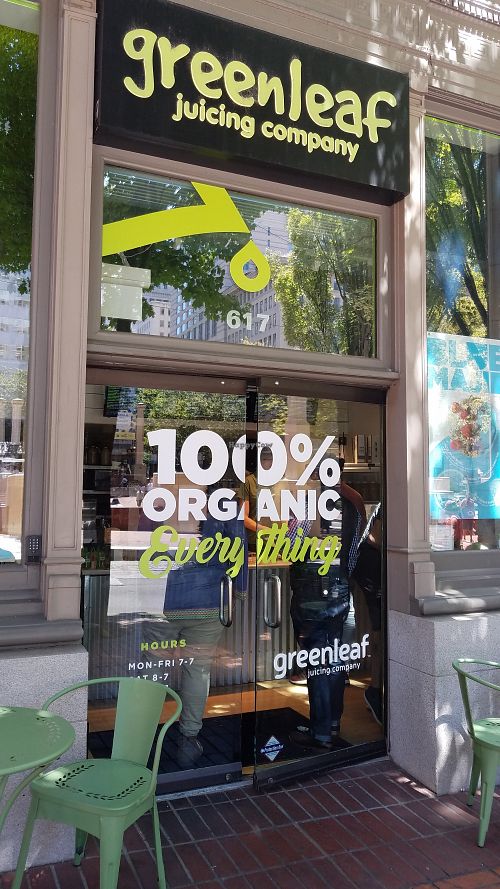 Entrance at Greenleaf Juicing Company - Pioneer Square in Portland