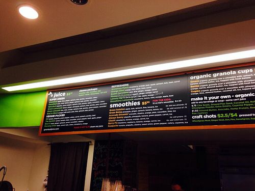 Menu 1 at Greenleaf Juicing Company - Pioneer Square in Portland