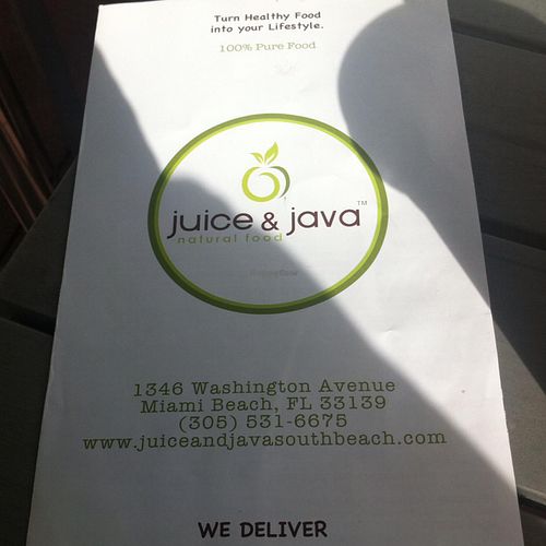 Flyer at Juice and Java in Miami Beach