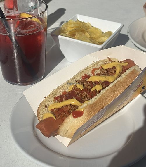 Vegan hot dog  at Kiosko Madrid Rio Princesa in Madrid