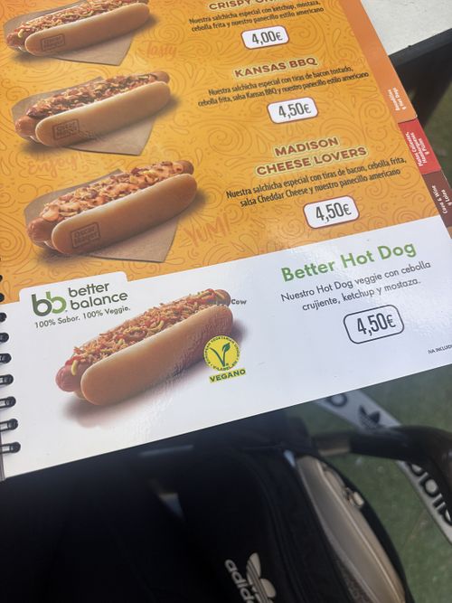 Menu - Vegan hot dog  at Kiosko Madrid Rio Princesa in Madrid