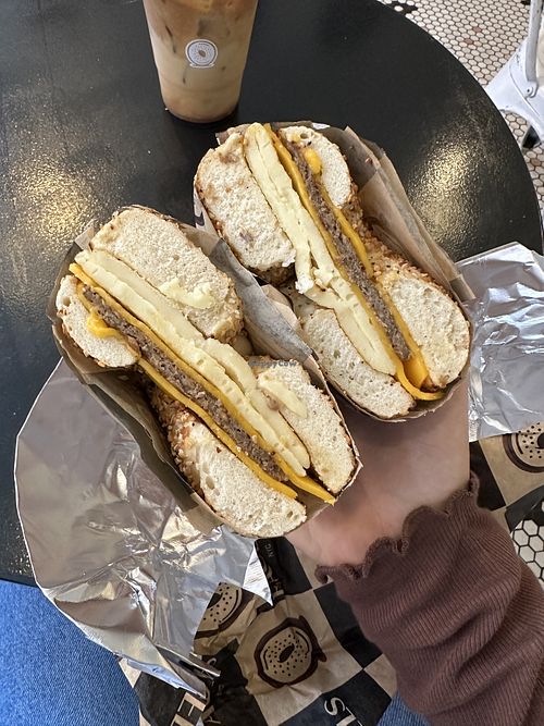 Vegan breakfast bagel  at Go Bagels in New York City