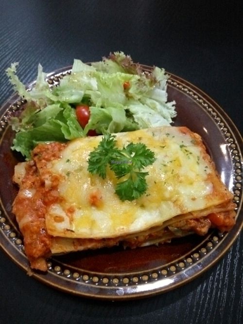 Vegetarian lasagne at Veggie Macau in Macau