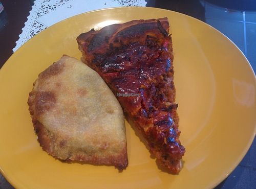 Vegetable pattie, pizza at Soul Vegetarian in Tallahassee