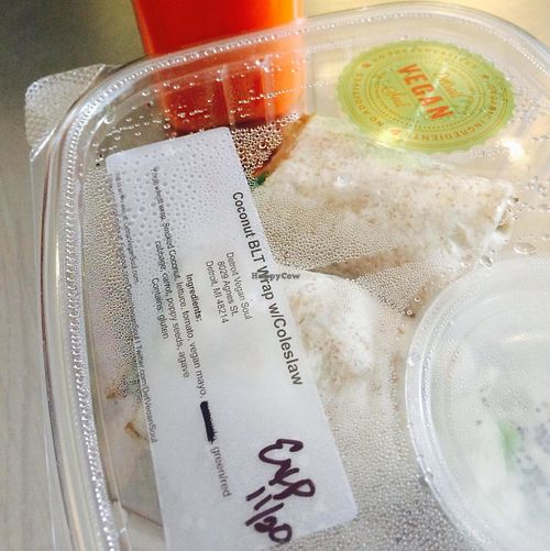 Raw, organic juice and vegan wrap at GO Smoothies in Detroit