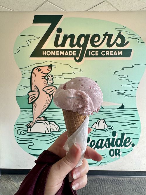 Dairy free Strawberry ice cream 🍦   at Zingers Homemade Ice Cream in Seaside