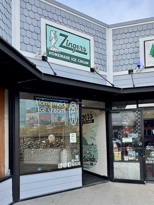 Outside of the ice cream shop   at Zingers Homemade Ice Cream in Seaside