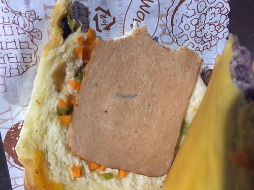 inside ham and cheese vegan sandwich  at The Bread Blue - Nogosan in Seoul