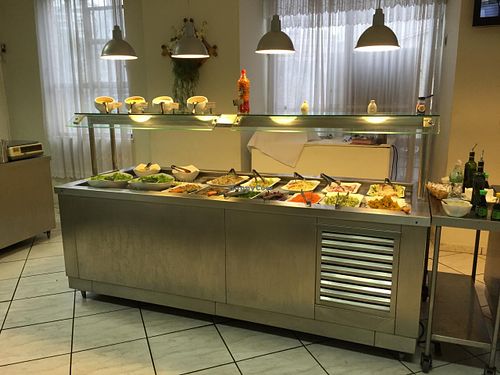 Salad counter at Panda Vegan Restaurant in Sao Paulo