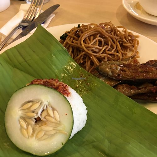 nasi lemak, noodles and eggplant (breakfast) at Sky Hotel Kota Kinabalu - Green Table in Kota Kinabalu