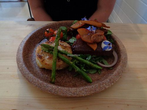 tempeh fillet with potato dauphinois and asparagus  at Coca Sova in Dublin