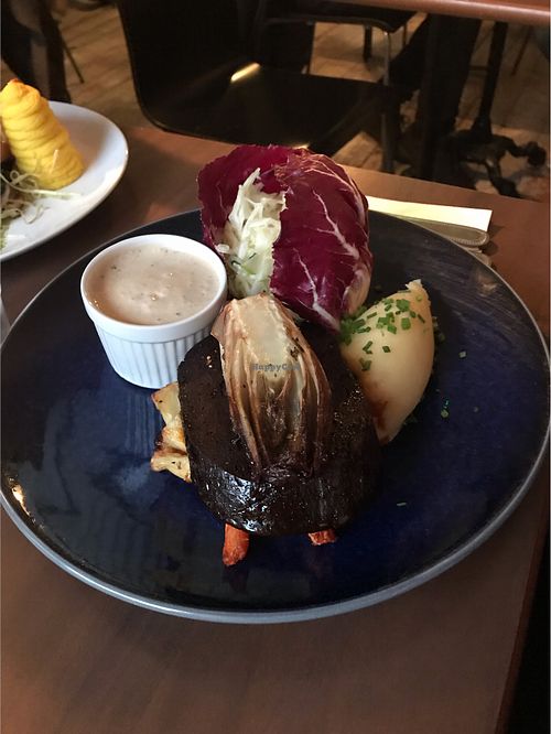 Seitan steak with pepper sauce, potatoes and Jamaican slaw at Coca Sova in Dublin