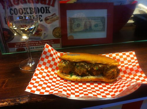 A vegan meatball sandwich - try it, you might like it. at Bolero Meatball in Madrid