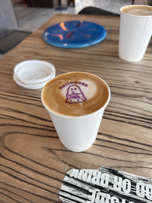 Cappuccino with oat milkk  at Gabee Coffee in Boulder