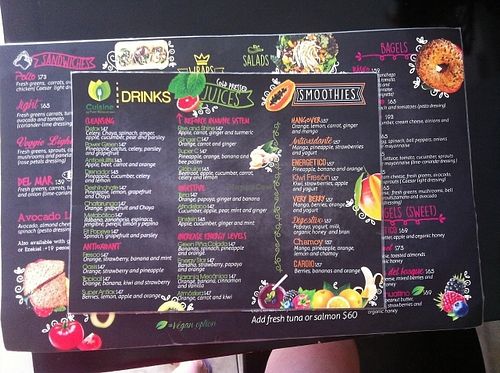 Drinks and smoothie menu  at La Cuisine in Cozumel