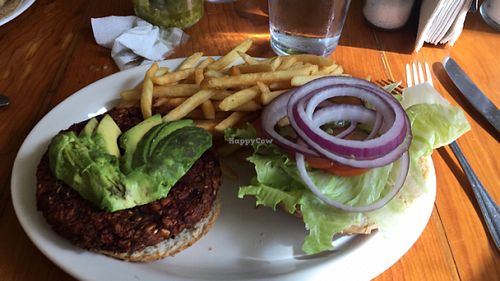 veggie burger at Rock n' Java Caribbean Bar and Grill in Cozumel