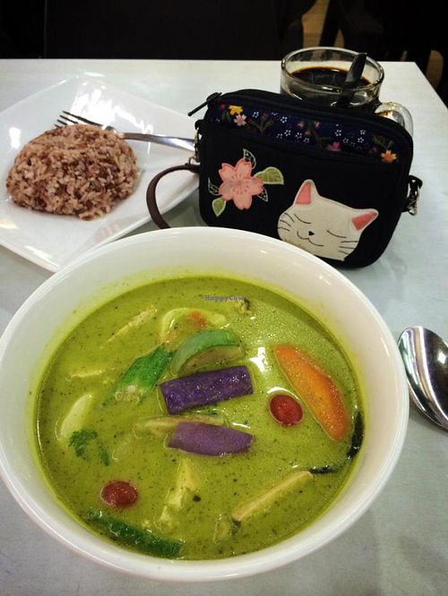 Delicious green curry.  This is a special so watch their Facebook page to see when they'll have it! at Onn Vegetarian 安顺素食 in Central Singapore
