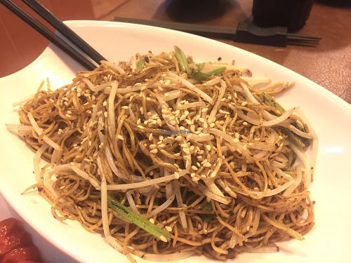 Fried noodles with black truffle sauce at Veggie Family 素食一家 in Kowloon