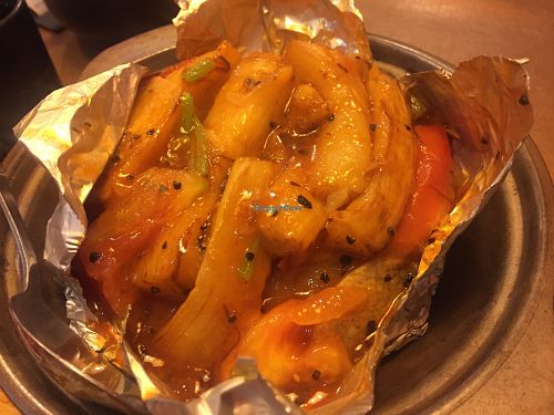 Braised eggplant and tomato with black pepper at Veggie Family 素食一家 in Kowloon