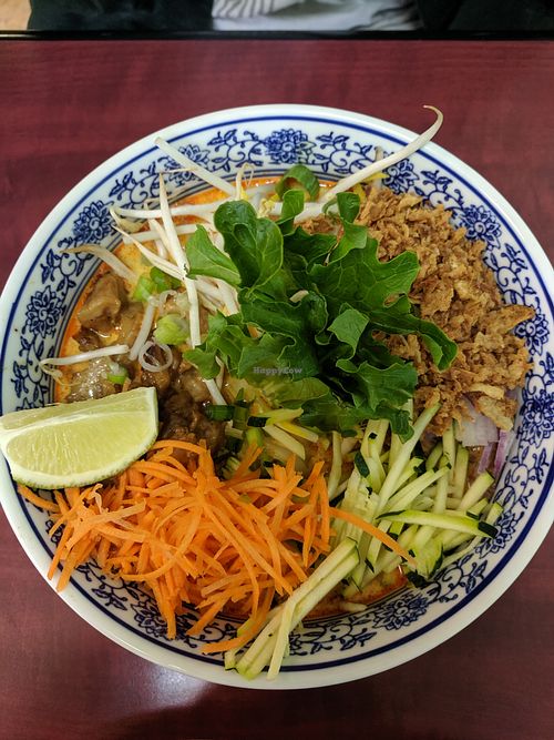 Khao Soi soup at Hearts Choices Thai Vegan Cafe in Calgary