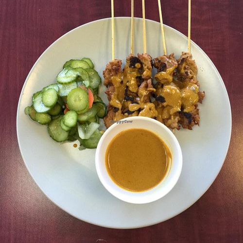 satay skewers at Hearts Choices Thai Vegan Cafe in Calgary